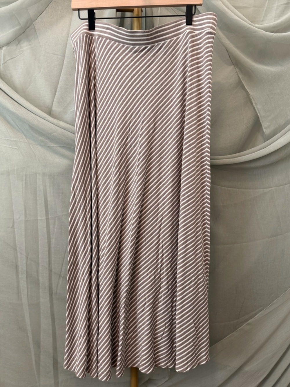 INC International Concepts Tan and White Striped A-Line Skirt - Picture 1 of 5